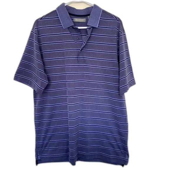 Daniel Cremieux Polo Shirt Two Tone Blue Striped Preppy Casual Men's Size Medium - Picture 1 of 3